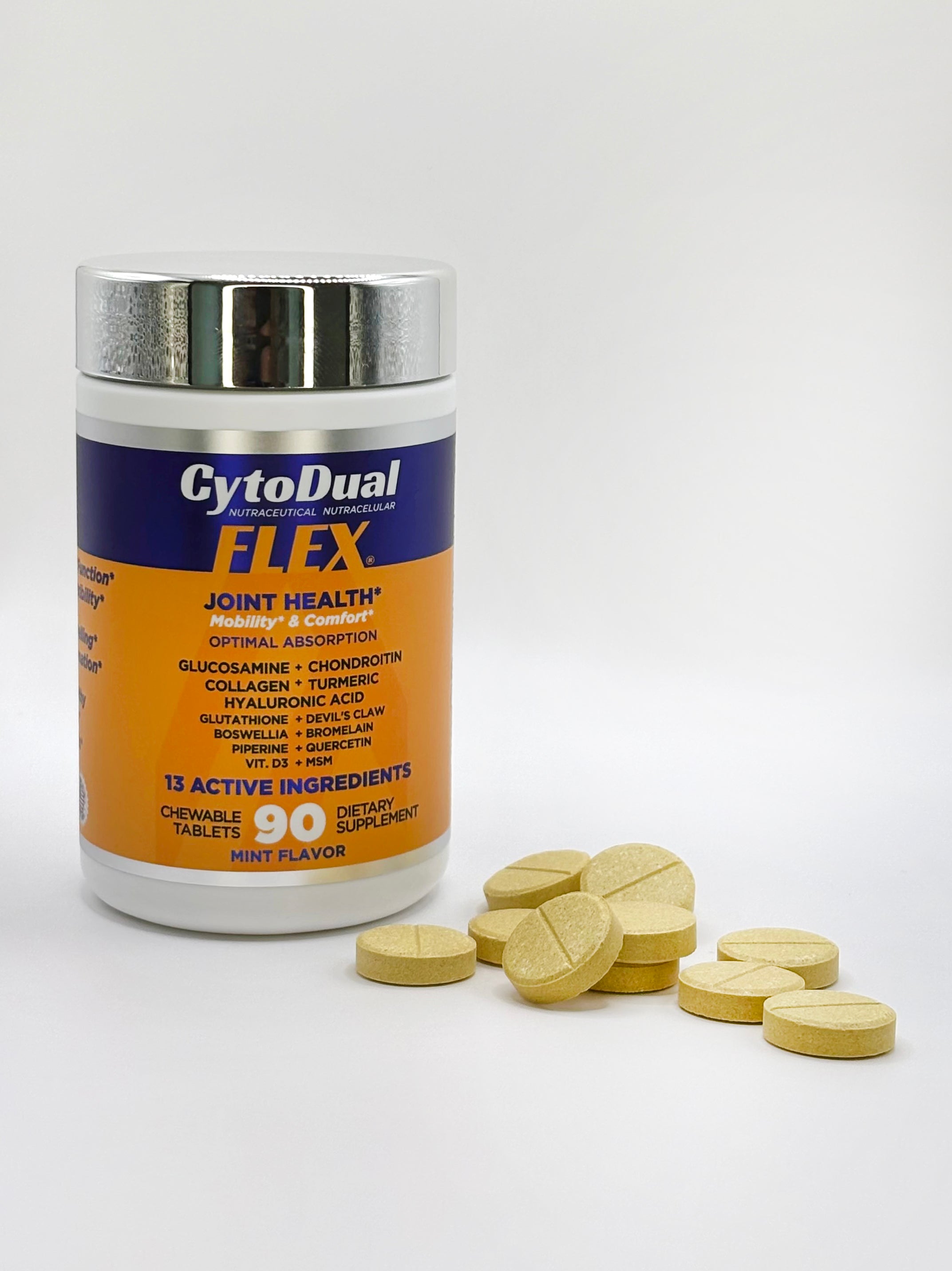 Antioxidant, improves mobility, protects articular cartilage, joint and muscle analgesic, anti-inflammatory | Boswella, Conditrin, Glucosamine, Devil's Claw, Turmeric, Hyaluronic Acid, Collagen, MSM, Quercetin, Bromelian, Vit D3