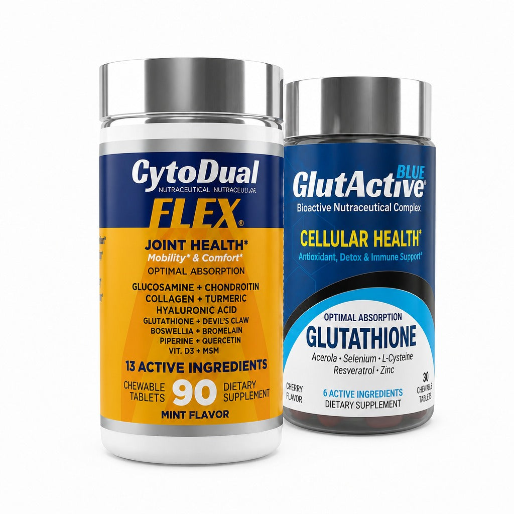 GlutActive FLEX + BLUE | Joint & Immune Support Bundle | 90 + 30 Chewable Tablets