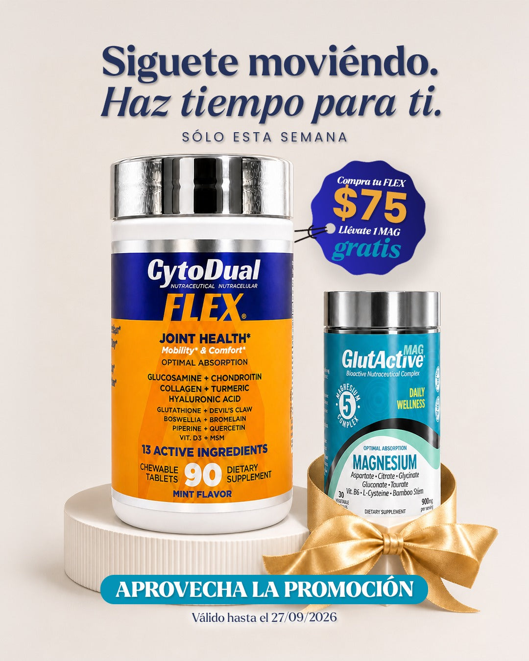 GlutActive FLEX + MAGNESIO | Joint & Immune Support Bundle | 90 + 30 Chewable Tablets